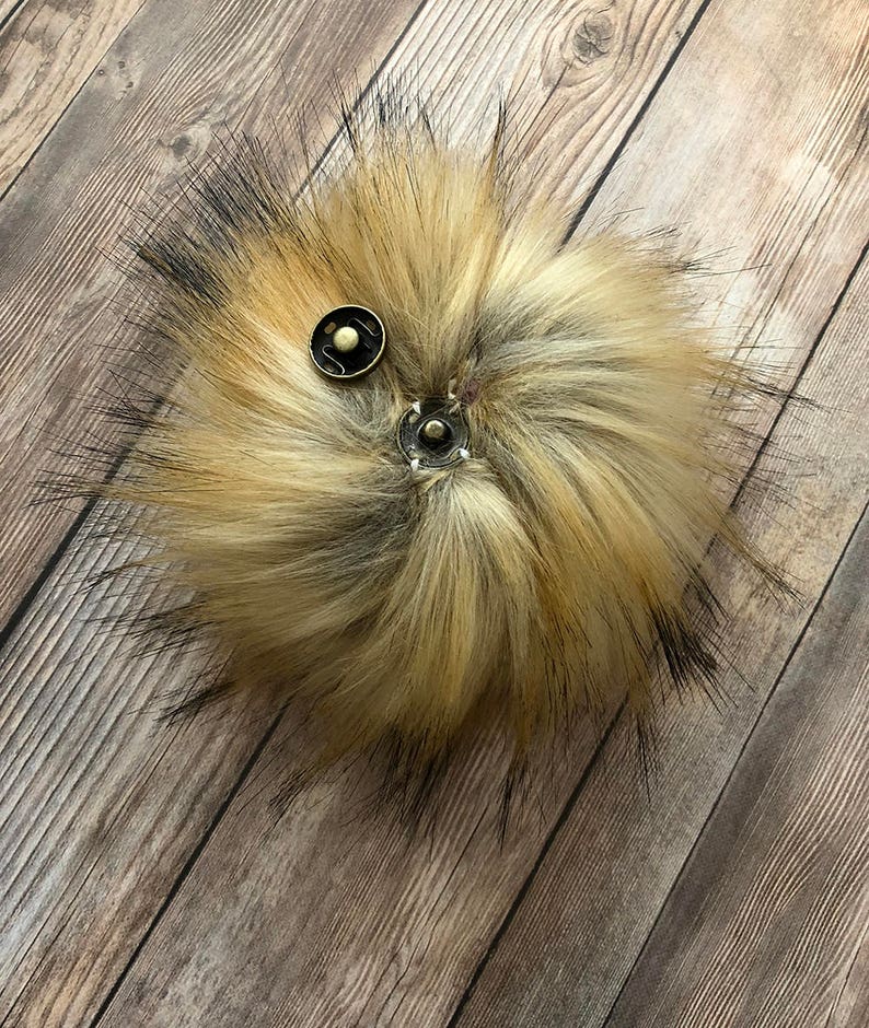 Fake Fur Pom Pom Large Faux Fur Pom Pom Wine Pom Pom Snap On Raccoon Pom Pom for Hat Toque Cruelty Free White Pom Pom 7