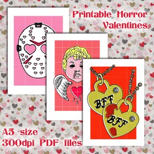 Printable Horror Themed Valentines - For greetings cards or home display
