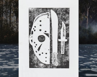 Jason '82 - Friday the 13th Lino Print