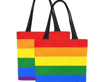 2 klassiska Gay Pride-tygväskor med regnbågsflaggamotiv