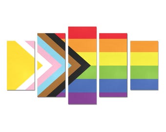 Canvastavla med Progress Pride-flaggan – set med 5 delar (orammade)