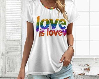 Kärlek är kärlek Pride-tröja – regnbågsfärgad V-ringad t-shirt