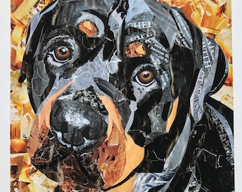 Rottweiler collage | signed fine art giclee print by Violet Von Riot