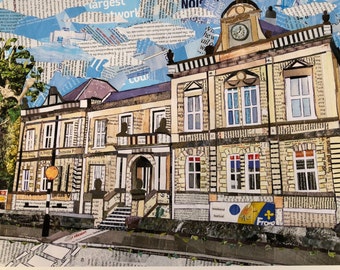 Frome Town Hall collage | signed fine art giclee print by Violet Von Riot