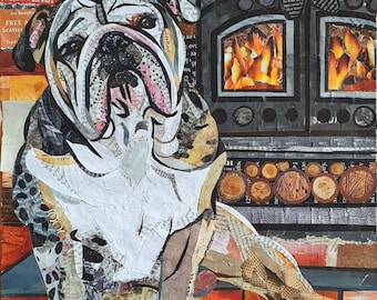 The Cosy Bulldog collage print art