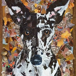 Lurcher, Sighthound, Art Print, greyhound, gift, birthday, dog, pet, collage, giclee, lurcher art, rescue dog, signed, mens, womens,