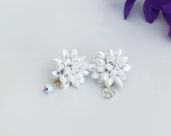 Flower Earrings-Handmade Beaded Cluster Earrings