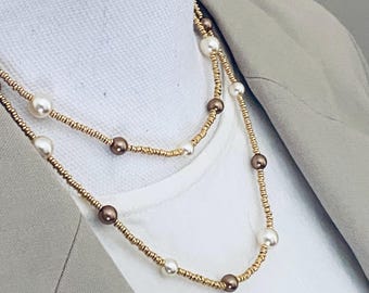 Unique Design Handmade Long Swarovski Pearl Necklace
