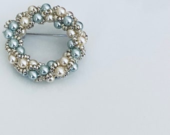 Unique Design Handmade Round Pearl Brooch Small