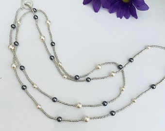 Unique Design Handmade Long  Swarovski Pearl Necklace