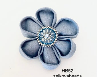 Light Blue Flower Linen Brooch