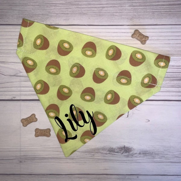 Kiwi Dog Bandana | Personalized Over The Collar Pet Cat | Bow Tie Sailor Bow | Scrunchie | Keychain | CactusPeach Pet Boutique