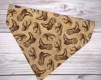 Cowboy Boots & Hat Dog Bandana | Personalized Over The Collar Pet Cat | Bow Tie Sailor Bow | Keychain | Scrunchie | CactusPeach Pet Boutique