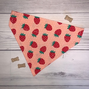 Pink Strawberry Dog Bandana | Personlized Over The Collar Dog Cat | Keychain | Scrunchie | Bow Tie Sailor Bow | CactusPeach Pet Boutique