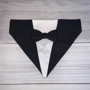 Black Tuxedo Bowtie Dog Bandana | Wedding Over The Collar Dog Cat Bandana | Bow Tie | CactusPeach Pet Boutique