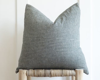 Striped Pillow Cover dark grey/Black white stripe