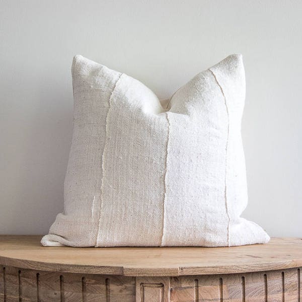 Mudcloth Pillow Cover, African Mud Cloth, "Ode" natural mudcloth white mudcloth home decor high end pillows modern farmhouse