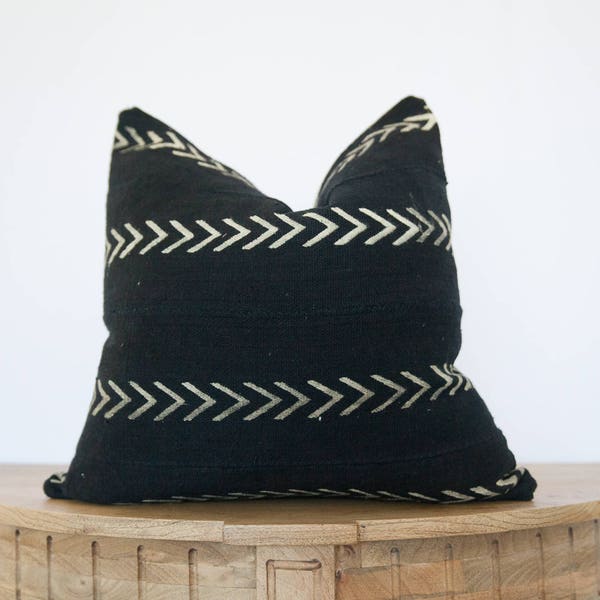 18X18 Dark Navy Blue Authentic African Mudcloth Pillow Cover