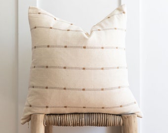 18x18 Pillow Cover stripe pillow high end pillow woven pillow decorative pillows home decor woven textiles rust and cream accent pillow