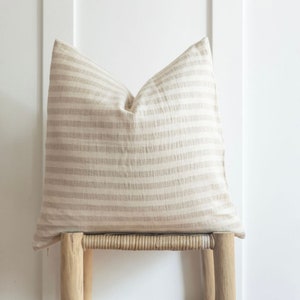 Linen Pillow Cover “Nomi” stripe pillow cream and tan stripe high end pillow home decor decorative pillows modern farmhouse