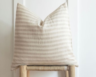 Linen Pillow Cover “Nomi” stripe pillow cream and tan stripe high end pillow home decor decorative pillows modern farmhouse