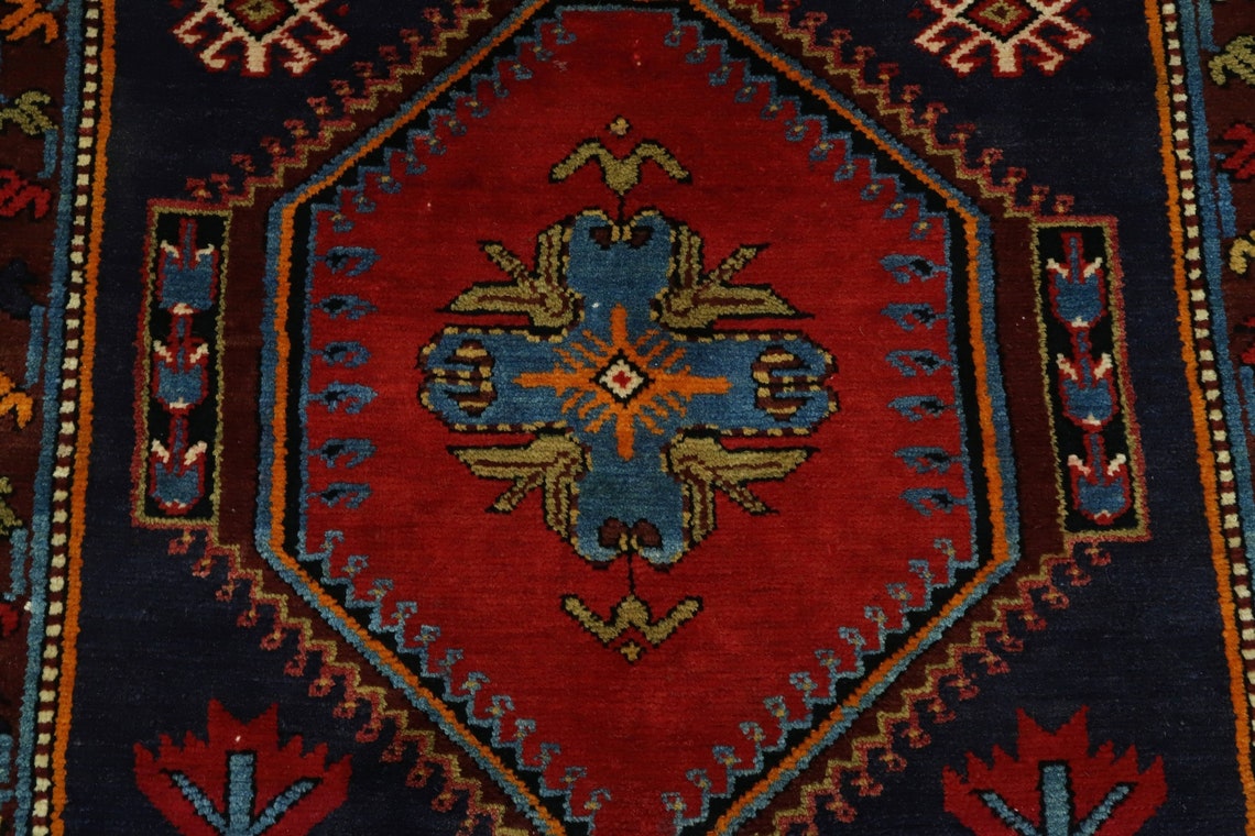 Blue and Red Colored Turkish Rug Anatolia Carpet Doormat Etsy