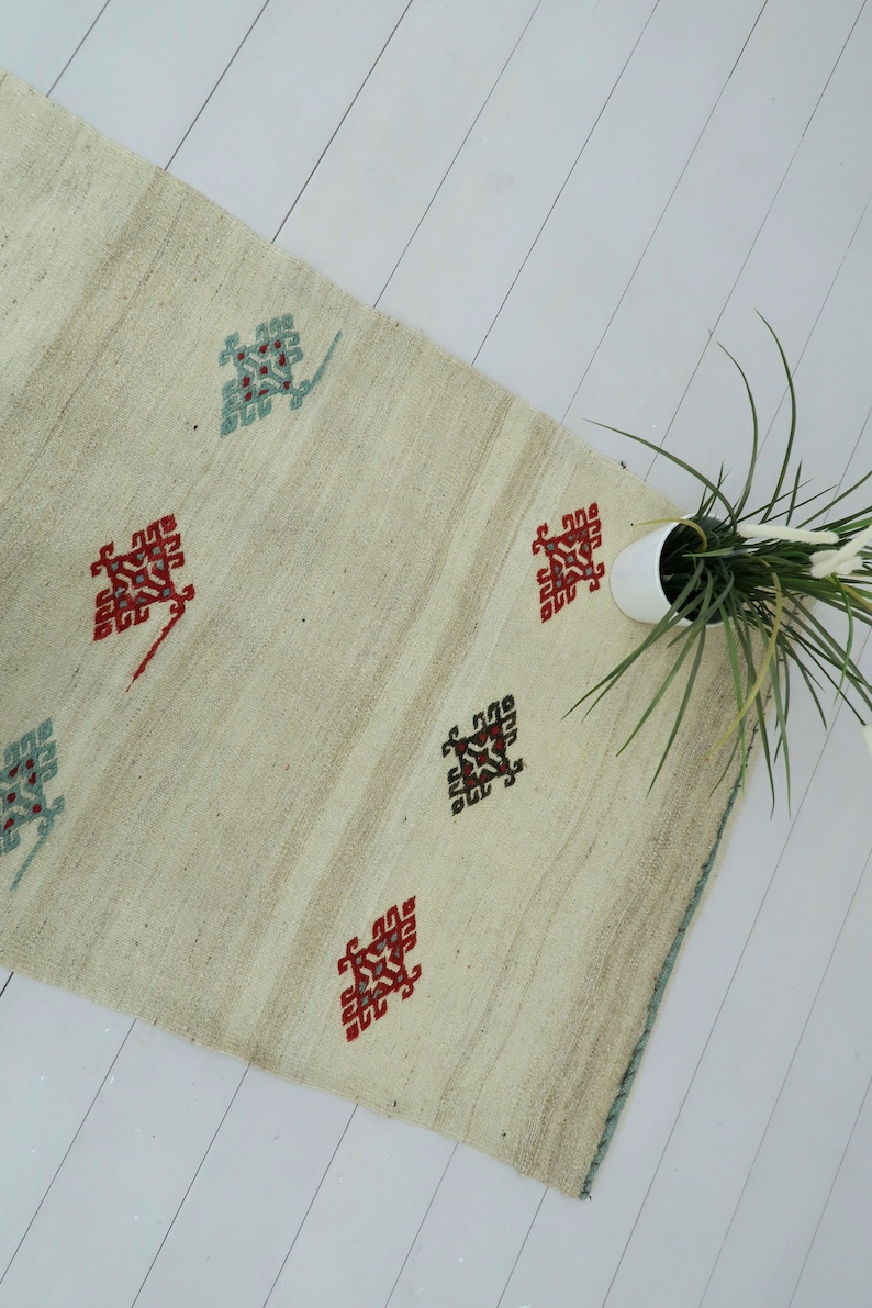 Turkish Kilim Runner Aisle Rug Handmade Runner Rug 33x135 inchs Carpet Runner Hallway Rug Stairs Long Kelim Natural Colored Rug Runner