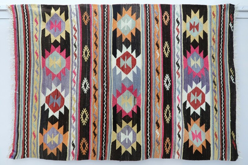 Anatolian Rug Small Turkish Rug Small Handmade Kelim Black And Etsy