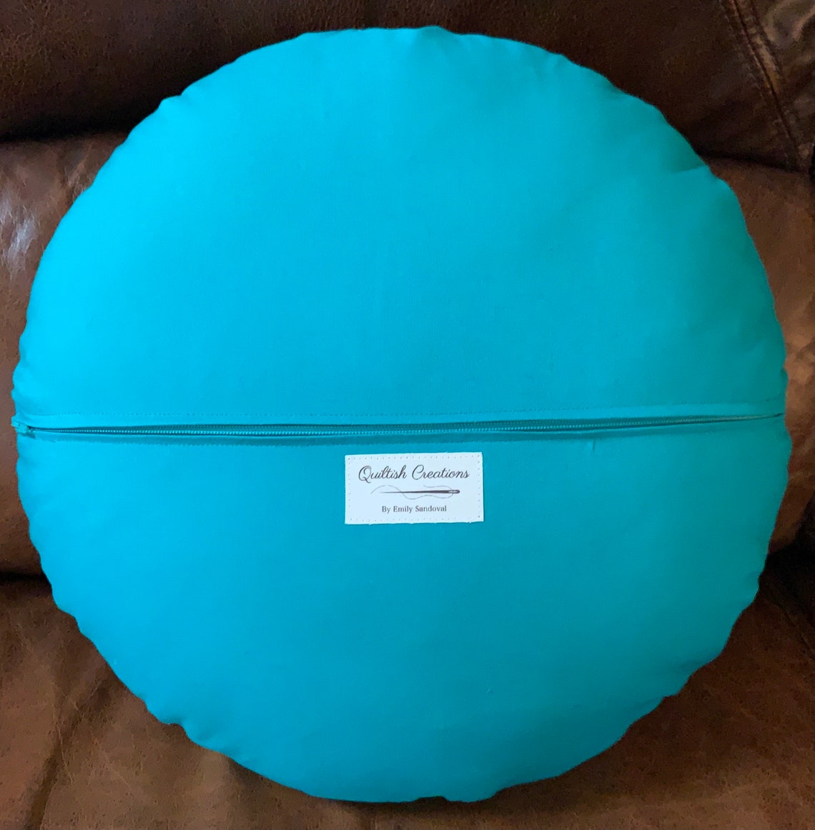 Round Appliqué Pillow Cover with Zipper Blue and White 16 Etsy