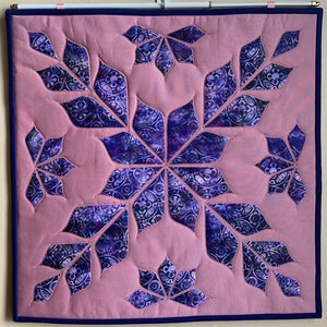 Quilted Wall Hanging, Purple and Pink, Modern Appliqué, 19” Square