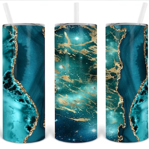 Skinny Tumbler | Green Agate | Customized | Personalized | Stainless Steel | Sublimation