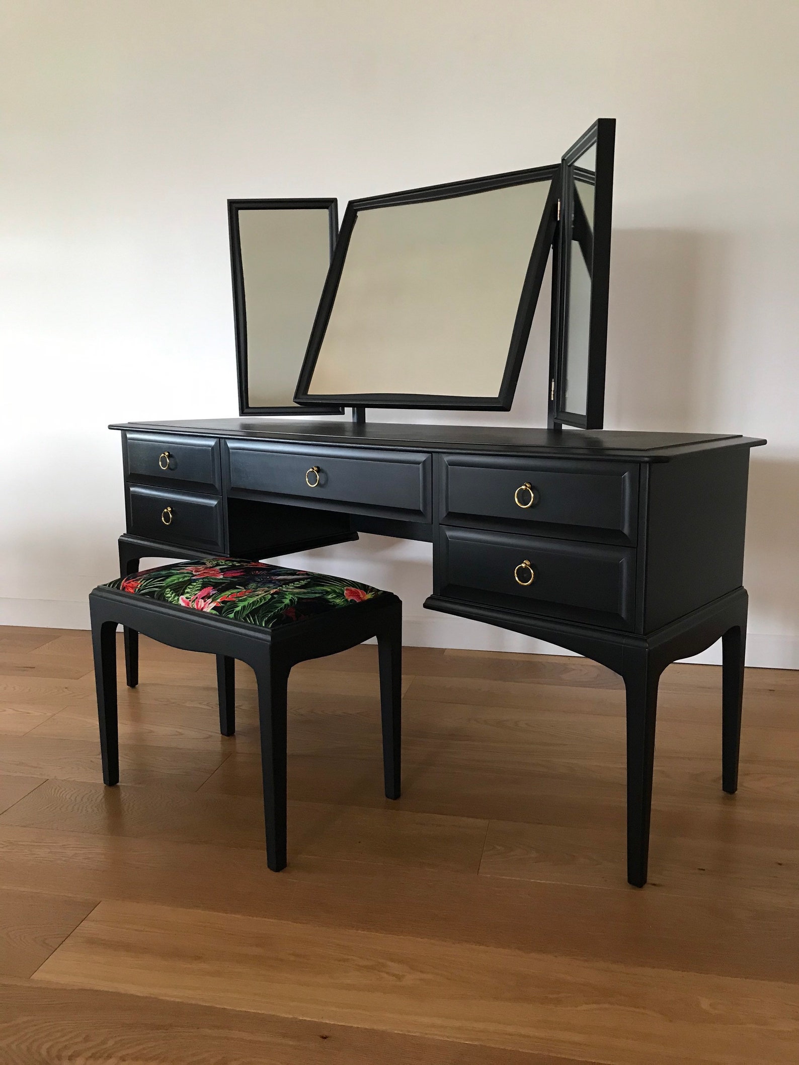 SOLDUpcycled Vintage Stag Dressing Table With Triple Mirrors Etsy