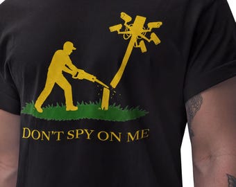 Don't Spy On Me Shirt | Yellow Print Flock Camera Tee | Anti Surveillance Gadsden Gift