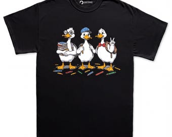 Funny Goose Back to School Shirt, Cute Duck Teacher Student First Day Graphic Tee, BTS Top