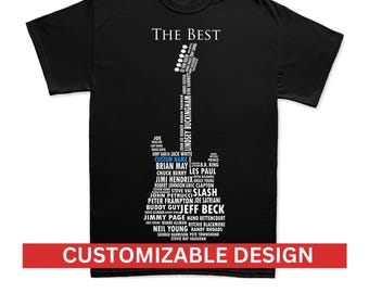 Camiseta de guitarra para hombre, camiseta de guitarra personalizada, camiseta de guitarrista personalizada, camiseta de leyendas de instrumentos de cuerda, regalo para guitarristas.
