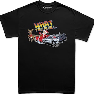 Funny Santa Shirt for Men, Back to the Xmas Future Shirt, Funny Christmas Shirt, Funny Christmas Tee, 88mph Car Crashes Santa Men's T Shirt