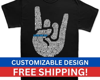 Metal Music Shirt, Heavy Metal Music Gift, Customized Metal Music T-shirt, Heavy Metal Legends TShirt, Gift for Metalheads, Devil Horns