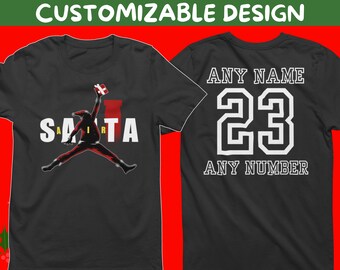 Custom Christmas Shirt, Air Santa Shirt, Basketball Christmas Shirt, Black Santa Shirt, Matching Christmas Shirt for Families, Custom Gift