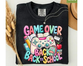 Comfort Colors® Game Over Back to School Gamer Shirt, Student Teacher First Day Graphic Gift