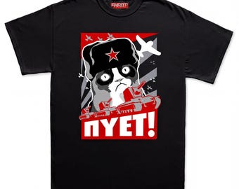 Koszulka z Grumpy Cat, rosyjski NIET NOPE, zabawny mem, sarkastyczna koszulka