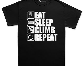 Rock Climbing Mens T-shirt, Rock Climbing Gift Shirt, Funny Shirt Adventure Gift Idea, Climber Lover Gift, Eat Sleep Climber Shirt