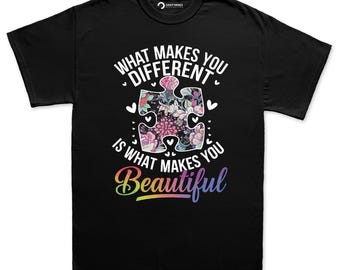 Autism Awareness Shirt | Floral Puzzle Piece Hoodie | Different Beautiful Gift