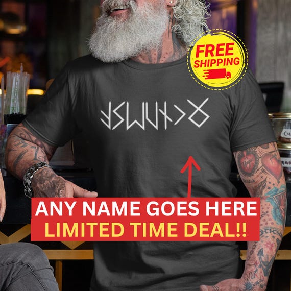 Personalized Runes Futhark Shirt, Custom Norse Mythology Tee, Unisex Viking Clothes