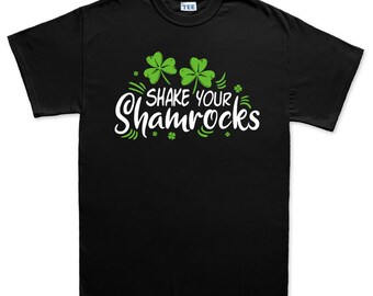 メンズ シェイク・ユア・シャムロックTシャツ、おもしろセントパトリックスデーTシャツ