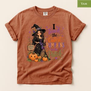 Comfort Colors® Halloween Teacher Shirt, Cute Pumpkin Patch Tee, Witch Fall Classroom Gift