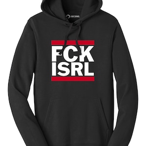 A black hoodie with a graphic design on it.