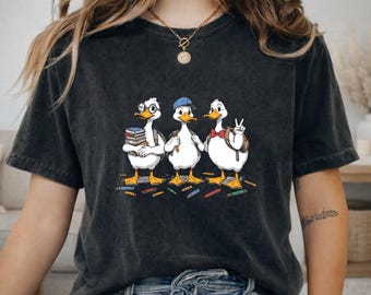 Comfort Colors® Little Duck Goose Back to School Shirt, Cute Geese Teacher Student Tee, BTS First Day Graphic Tee