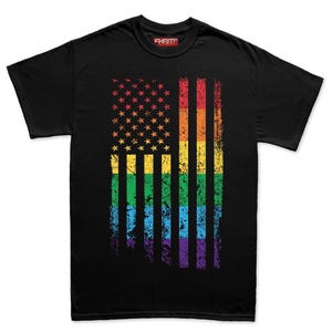 アメリカ USA レインボー プライド フラッグ シャツ、LGBT 権利 T トップス