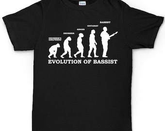 Camiseta "Evolución del Bajista", Camiseta Divertida para Músicos con Guitarra Bajo