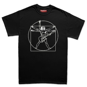 Mens Vitruvian Guitarist Strat Guitar Funny Spoof Da Vinci T shirt Tee Top T-shirt